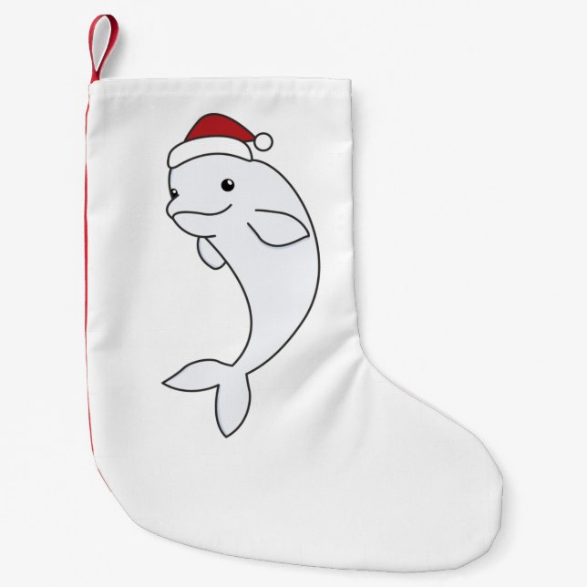 Petite Chaussette De Noël Béluga Baleine Joyeux Noël Animaux d'hiver Baleine (Devant)