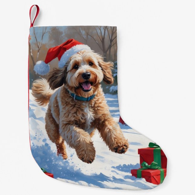 Petite Chaussette De Noël Bernedoodle Noël Festival scène de neige (Devant)