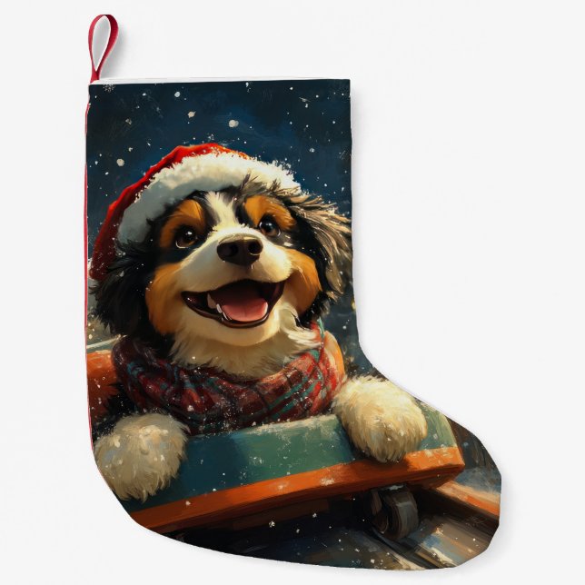 Petite Chaussette De Noël Bernedoodle Roller Dessous de verre Noël (Devant)