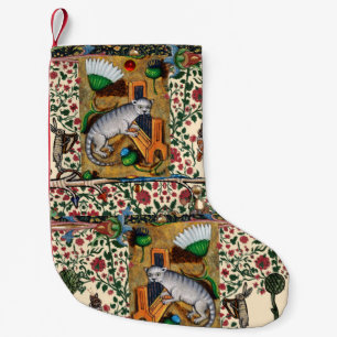 PETITE CHAUSSETTE DE NOËL BESTIAIRE MÉDIÉVAL ÉTRANGE, MUSIQUE,CHAT JOUANT DE