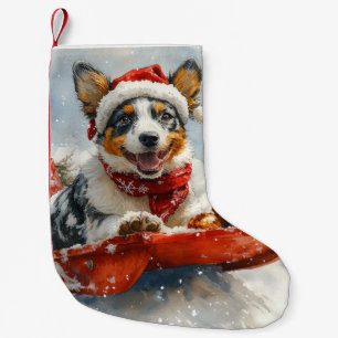 Petite Chaussette De Noël Bétail Australien en Traîneau Laissez Tomber la Ne