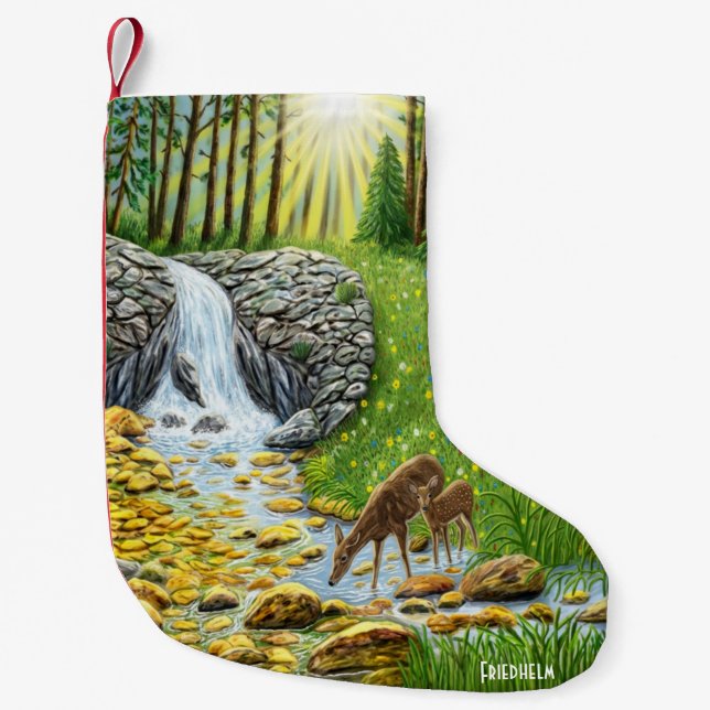 Petite Chaussette De Noël Biche et faon (Devant)