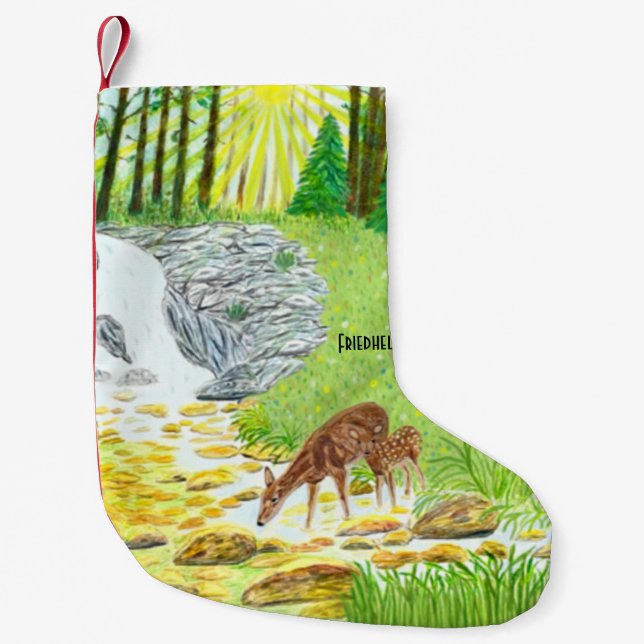 Petite Chaussette De Noël Biche et faon (Devant)