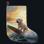 Petite Chaussette De Noël Bichon Frise Beach Plage Surf Peinture<br><div class="desc">Plongez dans le monde ludique de l'aventure canine avec cette peinture captivante. Un chien en ébullition se rend aux vagues, chevauchant habilement le surf sur une plage baisée par le soleil. L'oeuvre d'art vibrante capte magnifiquement l'essence de l'excitation au bord de la plage tandis que le chien court sans crainte...</div>