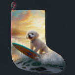 Petite Chaussette De Noël Bichon Frise Beach Plage Surf Peinture<br><div class="desc">Plongez dans le monde ludique de l'aventure canine avec cette peinture captivante. Un chien en ébullition se rend aux vagues, chevauchant habilement le surf sur une plage baisée par le soleil. L'oeuvre d'art vibrante capte magnifiquement l'essence de l'excitation au bord de la plage tandis que le chien court sans crainte...</div>