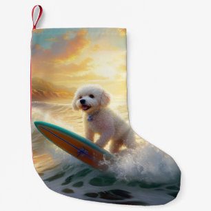Petite Chaussette De Noël Bichon Frise Beach Plage Surf Peinture