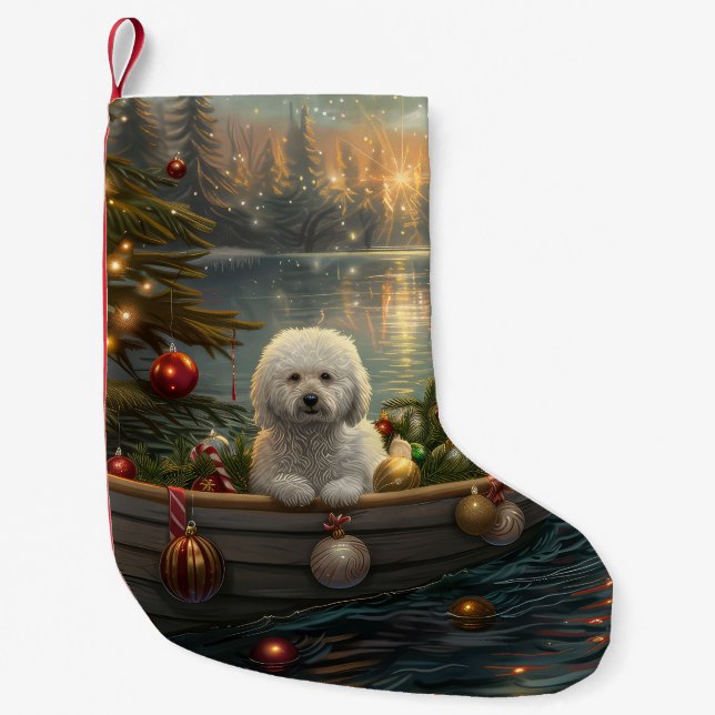 Petite Chaussette De Noël Bichon Frise Noël Festive Voyage (Devant)
