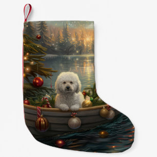 Petite Chaussette De Noël Bichon Frise Voyage de Noël Festif