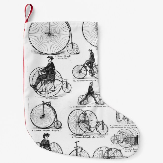 Petite Chaussette De Noël Bicyclette à grande roue Penny Farthing (Devant)