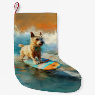 Petite Chaussette De Noël Biewer Terrier Plage Surf Peinture
