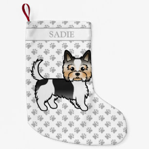 Petite Chaussette De Noël Biewer Terrier Yorkie Cute Cartoon Chien et nom