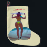 Petite Chaussette De Noël Bikini Booty Beach Girl Thunder_Cove<br><div class="desc">Curvaceous Bikini Booty Beach Girl portant grand casquette à customiser,  personnalisez en changeant de nom</div>