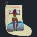 Petite Chaussette De Noël Bikini Booty Beach Girl Thunder_Cove<br><div class="desc">Curvaceous Bikini Booty Beach Girl portant grand casquette à customiser,  personnalisez en changeant de nom</div>