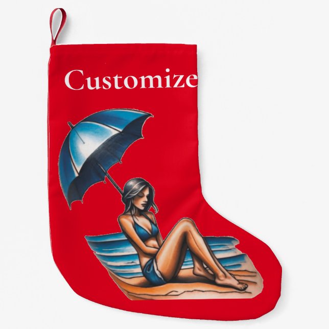 Petite Chaussette De Noël Bikini Girl Beach Napping Thunder_Cove (Devant)
