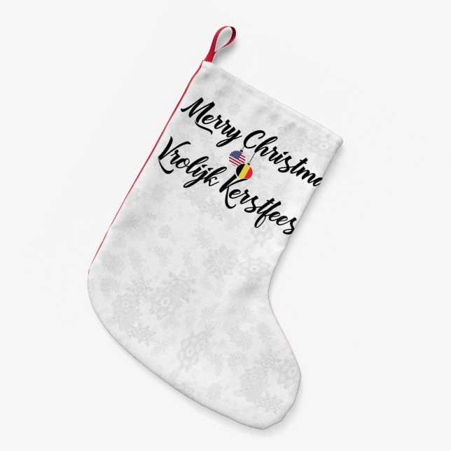 Petite Chaussette De Noël Bilingue Belge Américain Xmas Stocking (Devant (Accrochage))