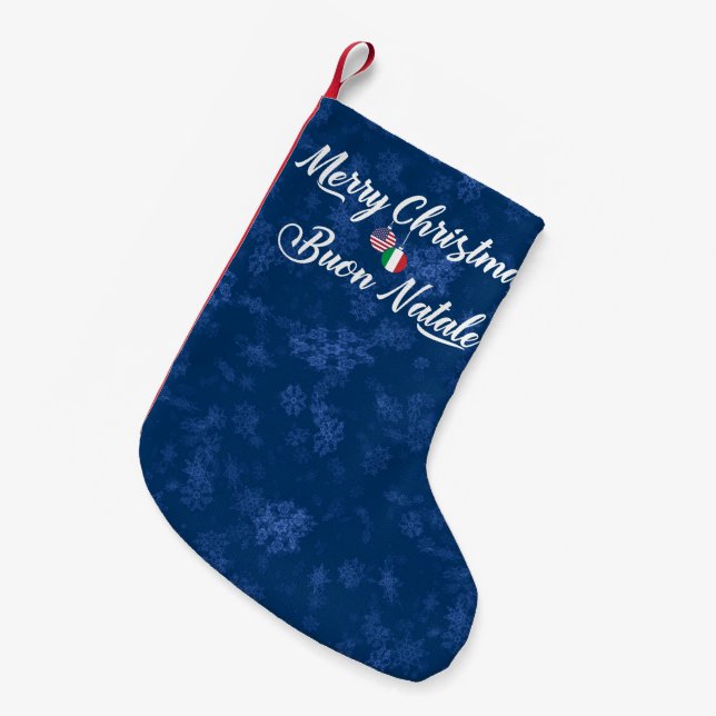 Petite Chaussette De Noël Bilingue Italien Américain Xmas Stocking (Devant (Accrochage))