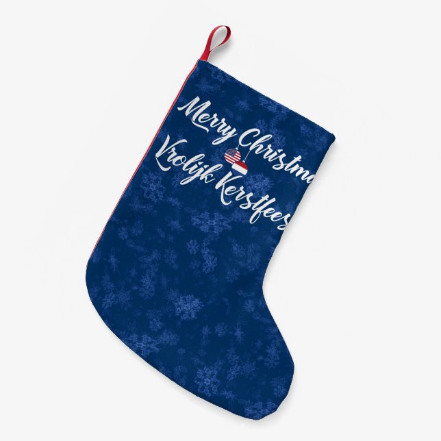 Petite Chaussette De Noël Bilingue Néerlandais Américain Xmas Stocking (Devant (Accrochage))