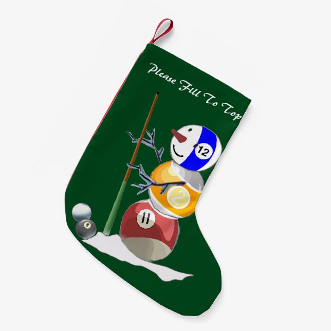 Petite Chaussette De Noël Billard Ball Snowman Noël (Devant (Accrochage))