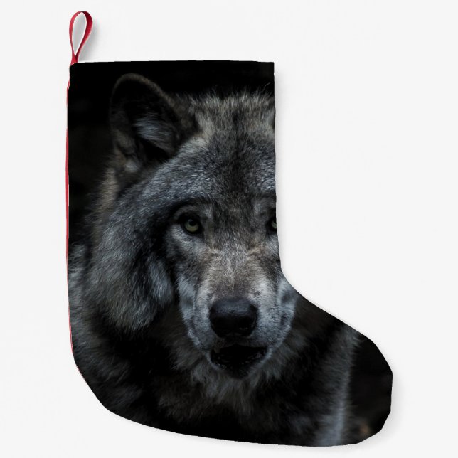 PETITE CHAUSSETTE DE NOËL BLACK AND BROWN WOLF PAINTING (Devant)