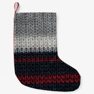 Petite Chaussette De Noël Black and grey knitting wool with red and white st