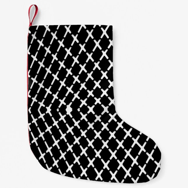 Petite Chaussette De Noël Black and white checkered illustration (Devant)