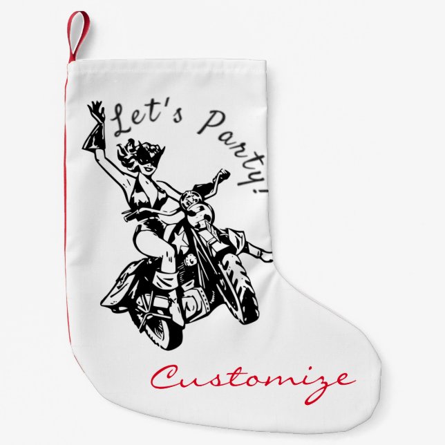 Petite Chaussette De Noël Black Cat Biker Babe Thunder_Cove (Devant)