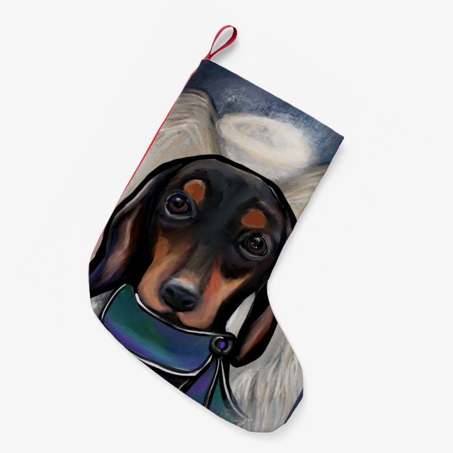 Petite Chaussette De Noël Black et Tan Dachshund (Devant (Accrochage))