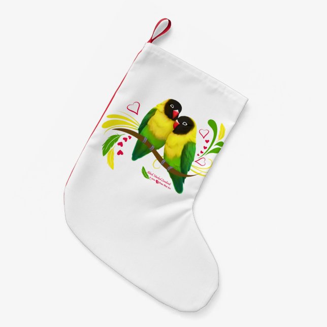 Petite Chaussette De Noël Black Masked Lovebirds (Devant (Accrochage))