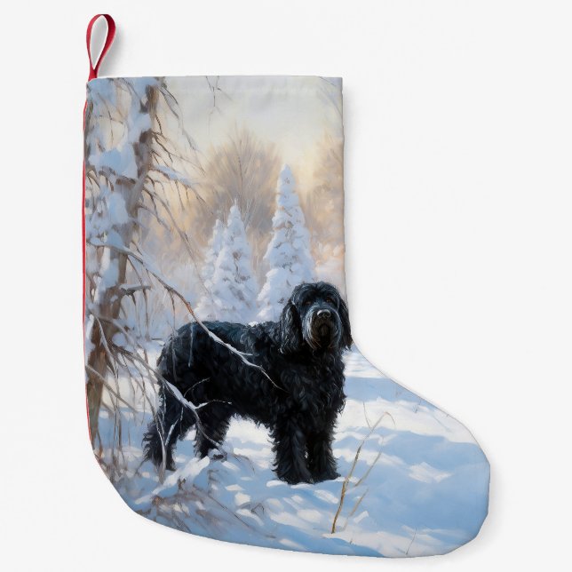 Petite Chaussette De Noël Black Russian Terrier Laisser neiger Noël (Devant)