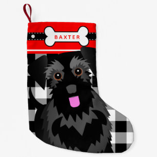 Petite Chaussette De Noël Black Schnauzer Chien vieux mode Plaid Petite Chri