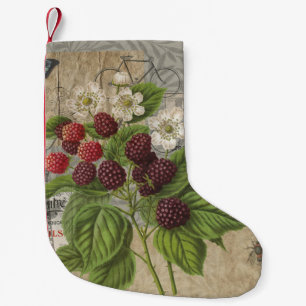 Petite Chaussette De Noël Blackberries Floral Garden Flower Papillon Art