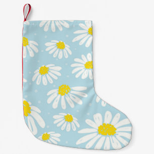Petite Chaussette De Noël Blanc bleu marguerite Arrière - plan sans couture