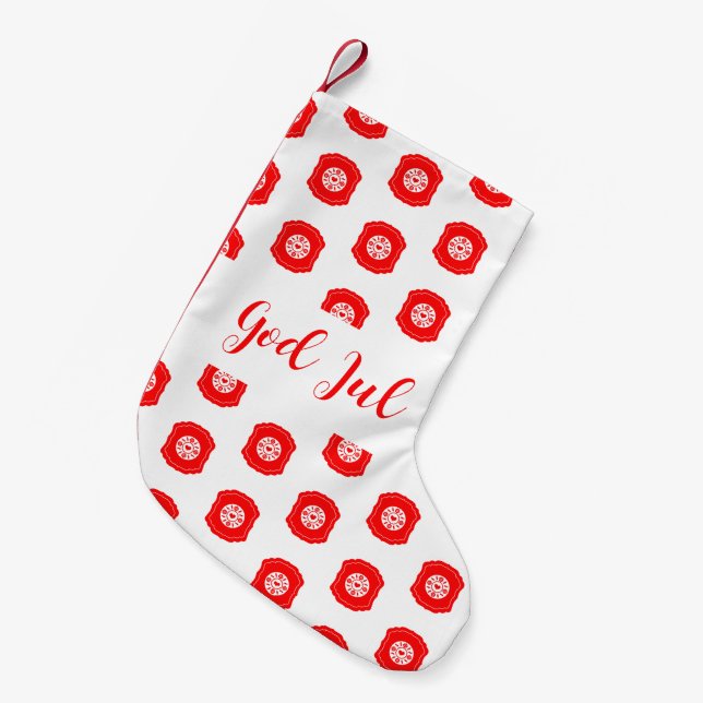 Petite Chaussette De Noël Blanc Dieu Rouge Noël Joyeux Noël Motif (Devant (Accrochage))
