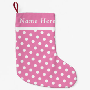 Petite Chaussette De Noël Blanc Polka rose Noël Stocker Nom personnalisé