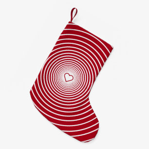 Petite Chaussette De Noël Blanc rayé rouge Noël Stocker avec coeur
