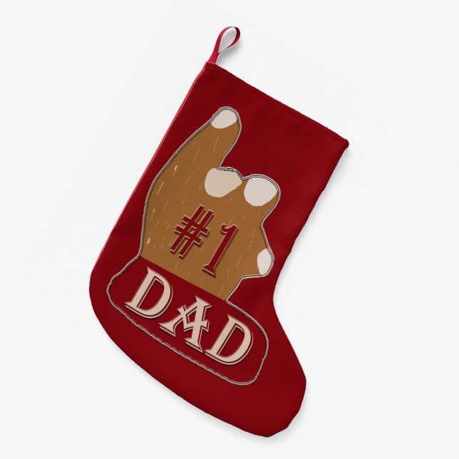 Petite Chaussette De Noël Blanc rouge #1 Papa (Devant (Accrochage))
