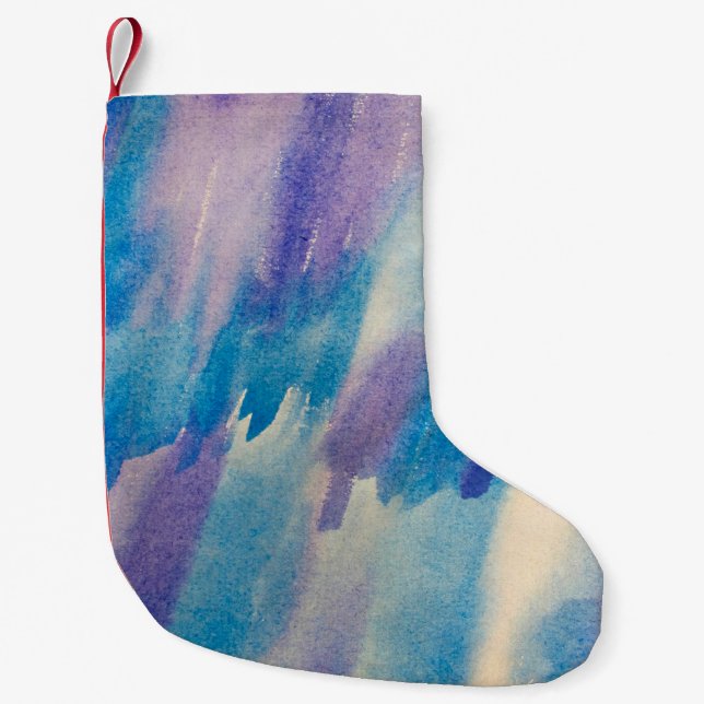 Petite Chaussette De Noël Bleu abstrait fond abstrait, aqua, art, art (Devant)
