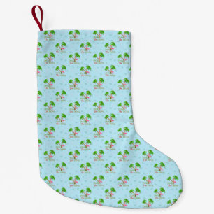 Petite Chaussette De Noël Bleu Deck Les Palms Tropical Christmas Père Noël F