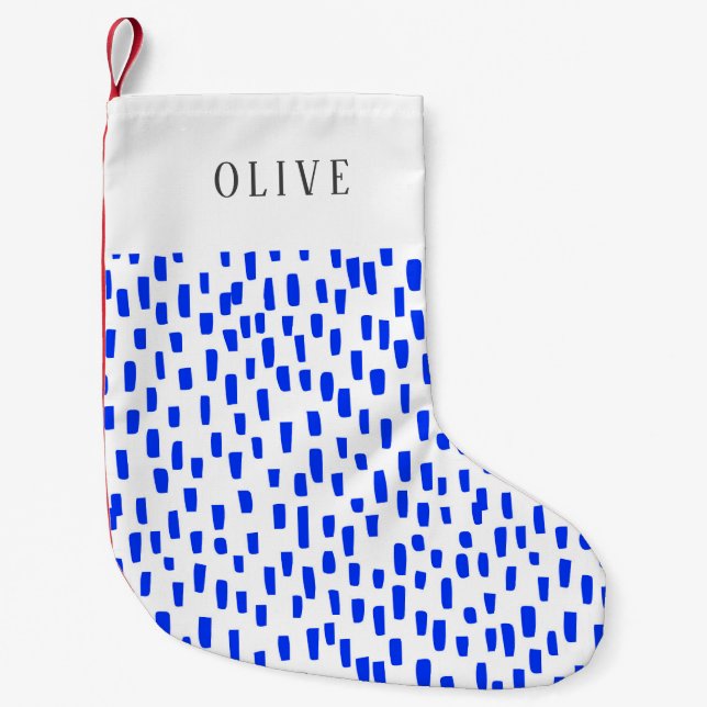 Petite Chaussette De Noël Bleu Lumineux Dashing Petite réserve de Noël (Devant)