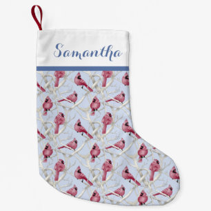 Petite Chaussette De Noël Bleu Noël Cardinal Birds Nom personnalisé