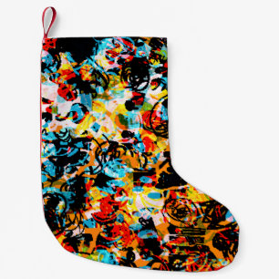 Petite Chaussette De Noël Bleu, noir, blanc, orange. Bright continu