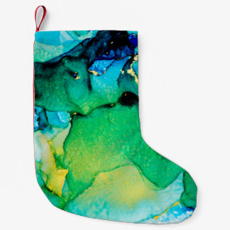 Petite Chaussette De Noël BLEU PERSIEN, vert chartreuse. Très beau art