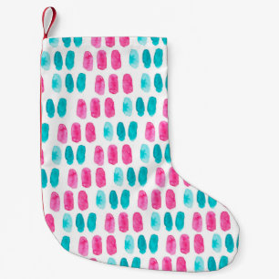 Petite Chaussette De Noël Bleu rose. Motif de peinture Abstrait