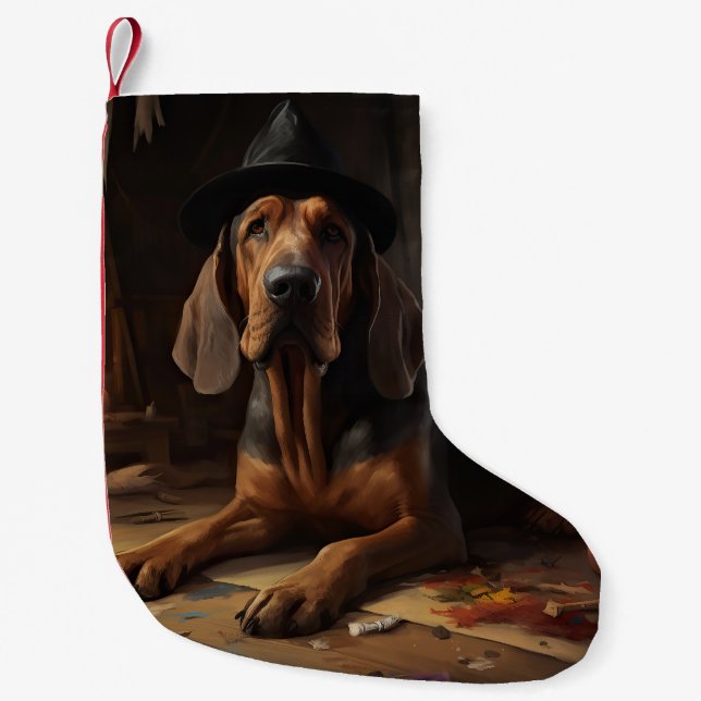 Petite Chaussette De Noël Bloodhound Citrouilles Halloween effrayant (Devant)