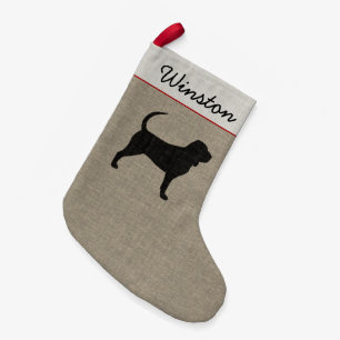 Petite Chaussette De Noël Bloodhound Silhouette Fête de Chien Personnalisé