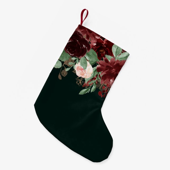 Petite Chaussette De Noël Bloom rustique | Terracotta et Marsala Red Bouquet (Devant (Accrochage))