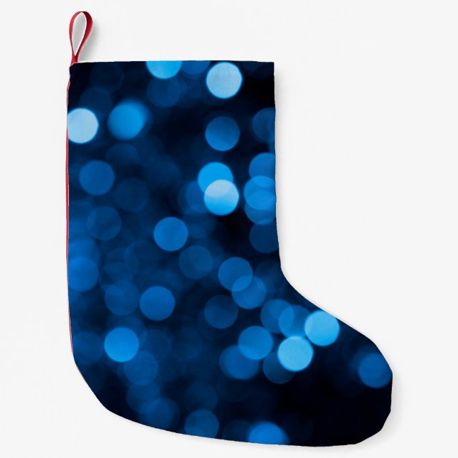 Petite Chaussette De Noël Blue glitter bokeh texture lights (Devant)