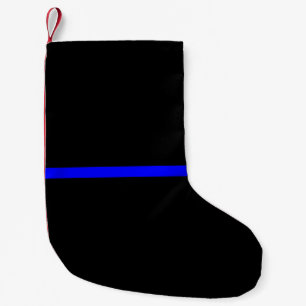 Petite Chaussette De Noël Blue Line mince symbolique sur le noir solide