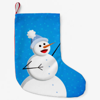 Petite Chaussette De Noël Blue Winter Happy Snowman