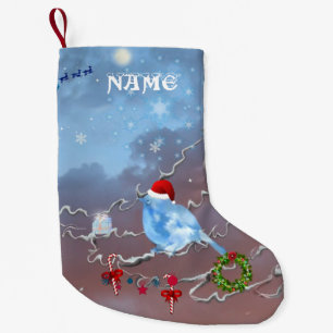 Petite Chaussette De Noël Bluebird et Père Noël 2 Noël Stocker